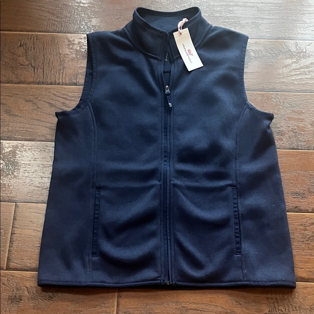 Vineyard Vines Dark Blue Zip-Up Vest - Size Medium